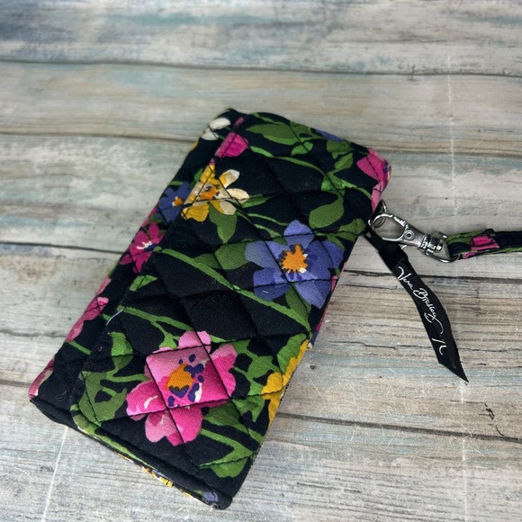 Vera Bradley Wallet Black Colorful Floral Wristlet Wildflower Garden - Picture 3 of 7